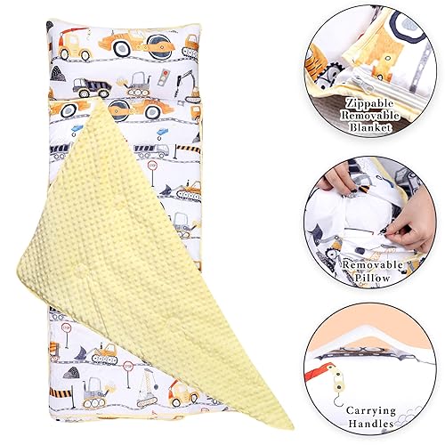 Miniatura 5 de Tapete para siesta para niños pequeños, saco de dormir para niños con almohadas extraíbles y manta gruesa de Minky, sacos de dormir para preescolar,