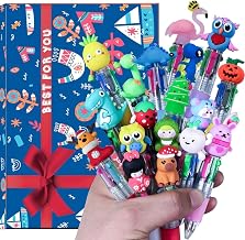 XYUXWLG Multicoloured Pen, 18 PCS Pens for Kids 4-Color Funny Pens Mini Retractable Ballpoint Novelty Pen Set, Party Bag Fillers for Kids Class School Supplies