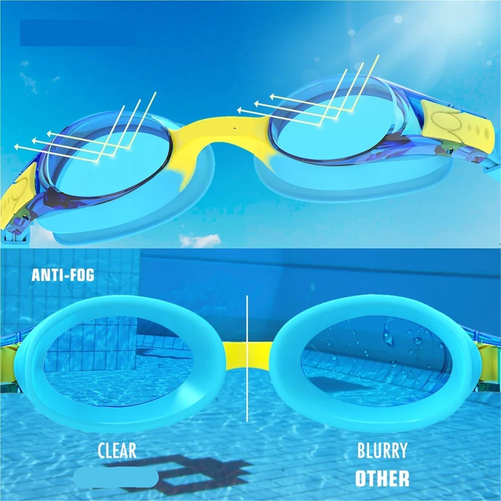 Occhialini da Nuoto Occhiali da Nuoto antiappannamento Impermeabili da 2 Pezzi for Bambini Lenti Colorate Professionali Occhiali da Nuoto for Bambini per Adulti Adolescenti