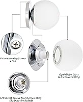 Vista 5 de Apliques de pared cromados, aplique de globo moderno de 1 luz, lámpara de pared para dormitorio, baño, sala de estar y pasillo, iluminación