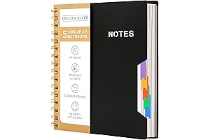 CAGIE College Ruled Notebook with Removable Dividers