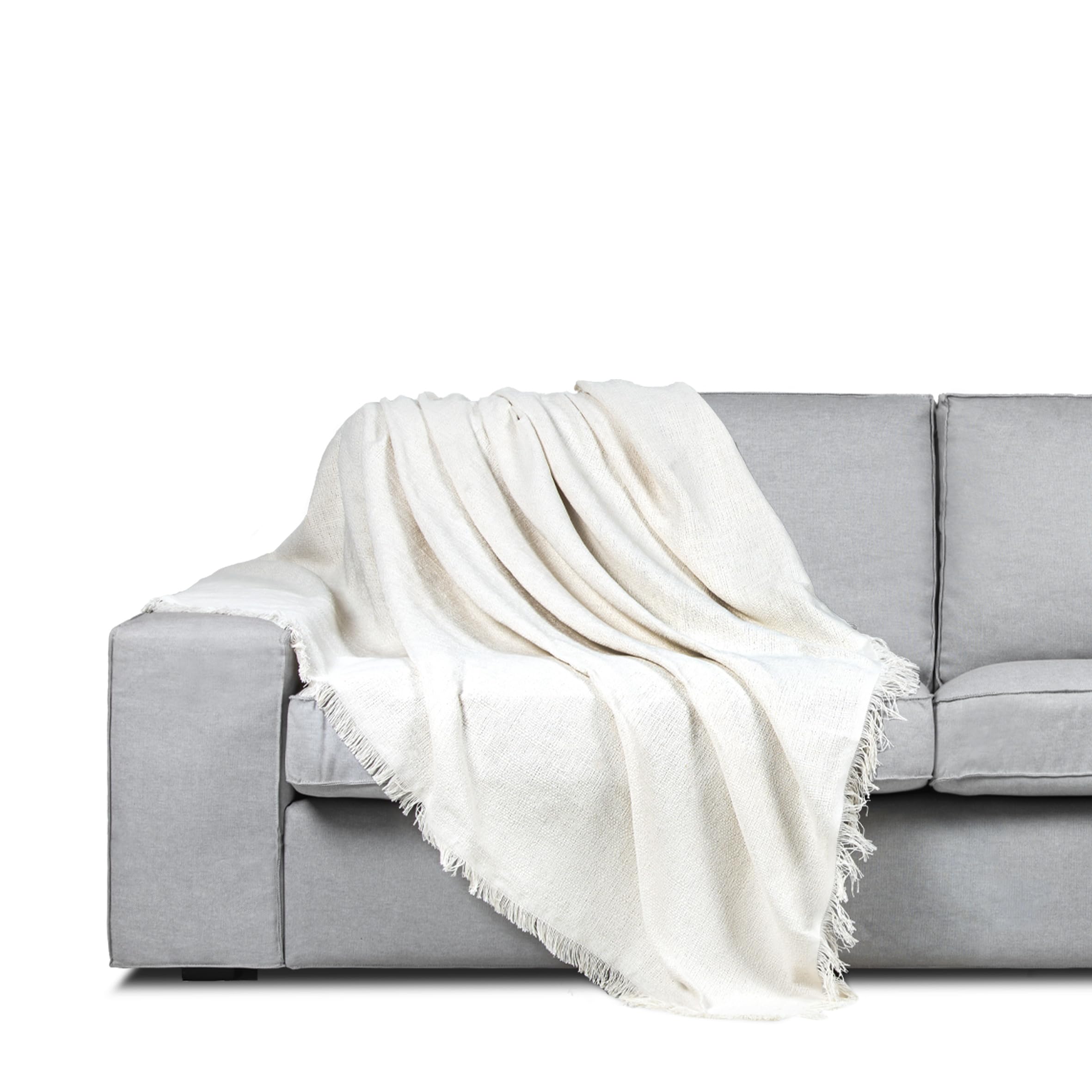 ECOMMERC3 | Plaid Multiusos Riviera 300x260 cm para Sofá y Cama - Cubrecama Algodón Color Crudo - Colcha Decorativa Fabricada en España