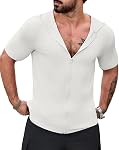 AIYINO Men's Athletic Short Sleeve Zip Hoodie Quick Dry Lightweight Workout Gym Hooded T-Shirt with Zipper