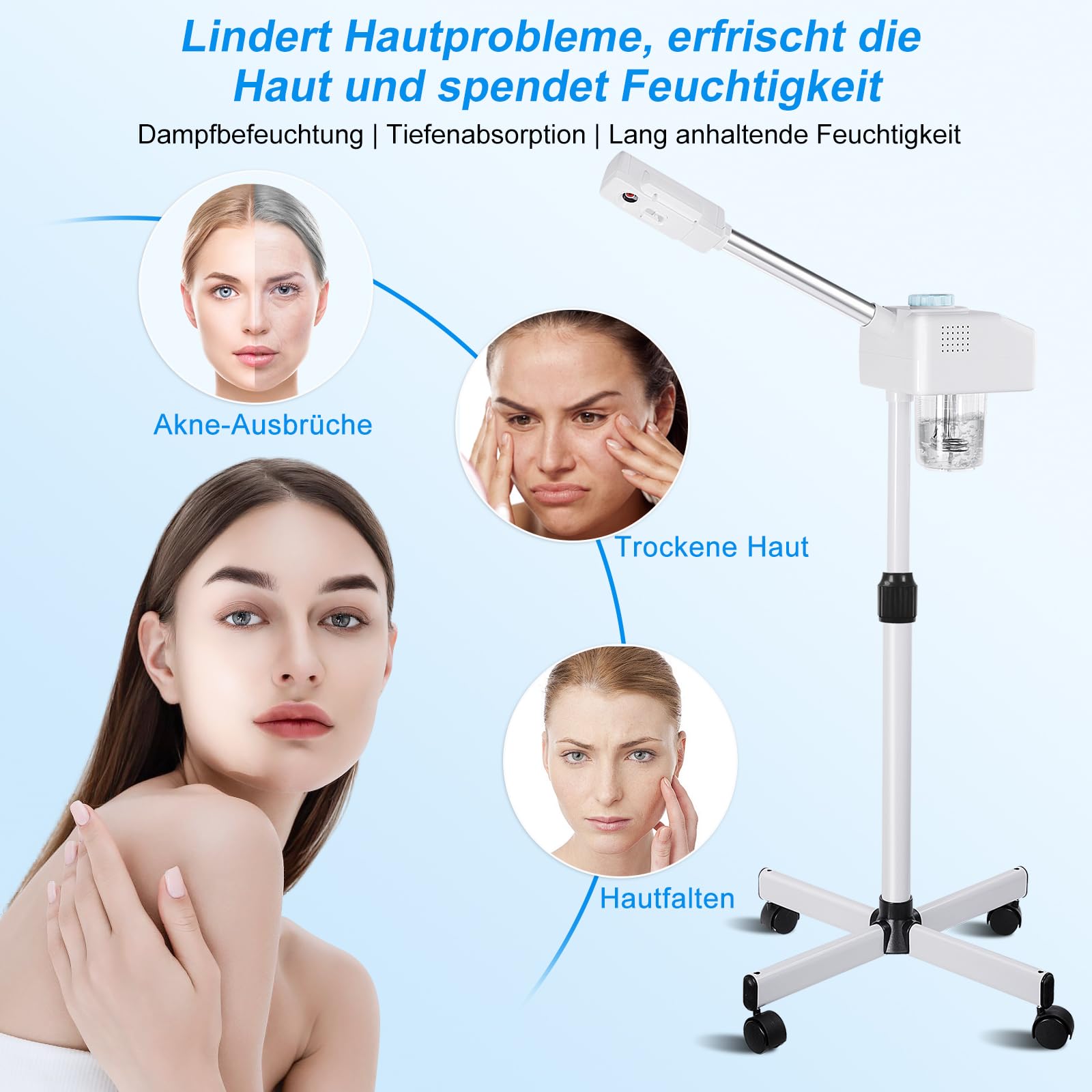 Vertikaler Gesichtsdampfer Heiß Facial Steamer Pflanzenextrakt Mist Spray Poren Reinigen Gesichtssauna Hautpflege Schönheit Instrument Home Schönheitssalon SPA Werkzeug