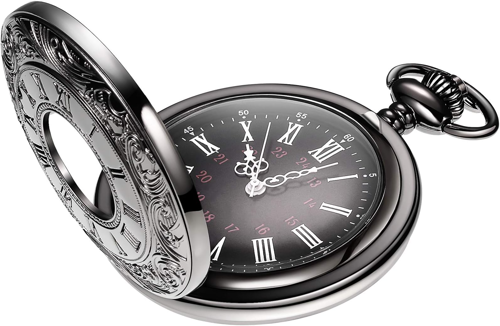 Vintage Pocket Watch Steel Men Watch with Chain