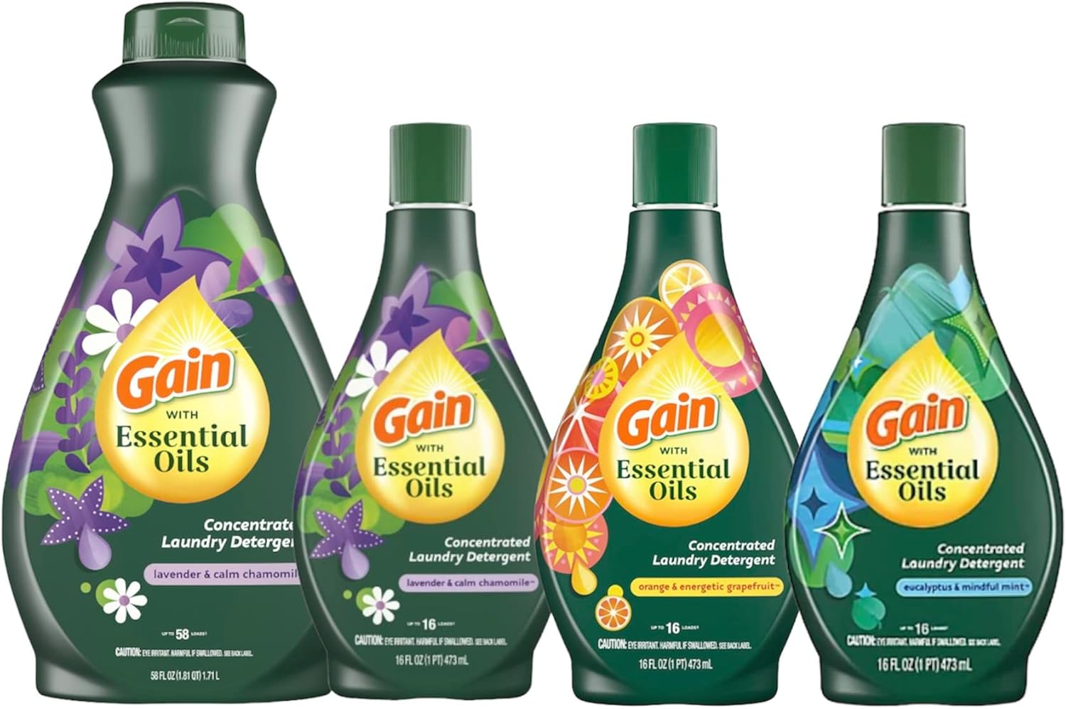 Gain Essential Oil Liquid Laundry Detergent, Lavender & Calm Chamomile, Orange