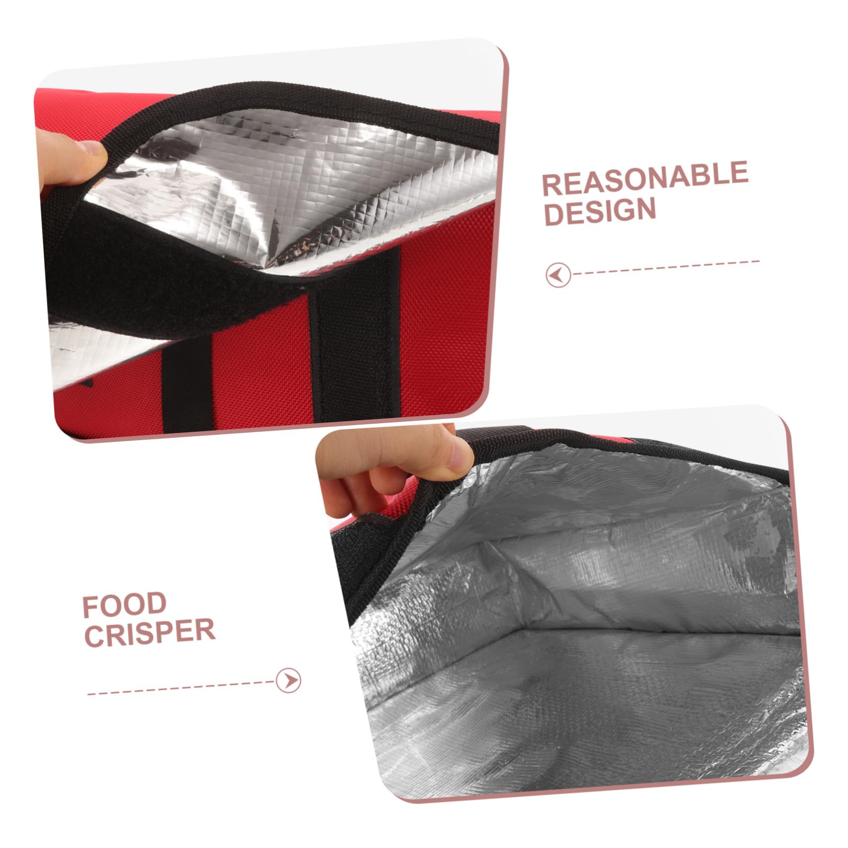 Sac à Pizza Grand Format Rouge Sac Chauffant pour Livraison Isolation Thermique Professionnelle avec Fermeture et Poignée Robuste Résistant à Humidité pour Restauration et Usage