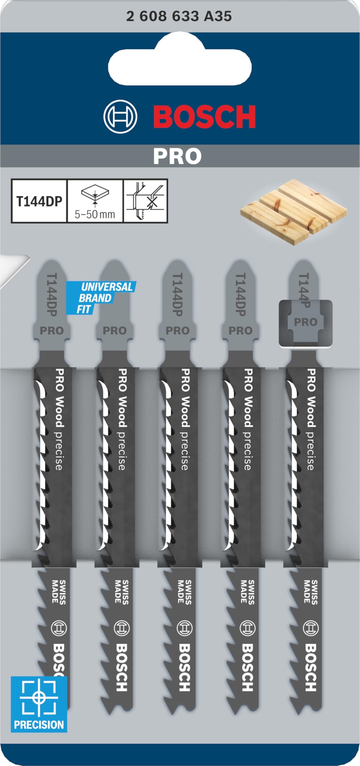 Bosch Professional Accessories Hassas Kesim Serisi Ahşap İçin T 144 Dp Dekupaj Testeresi Bıçağı / 5'li Paket