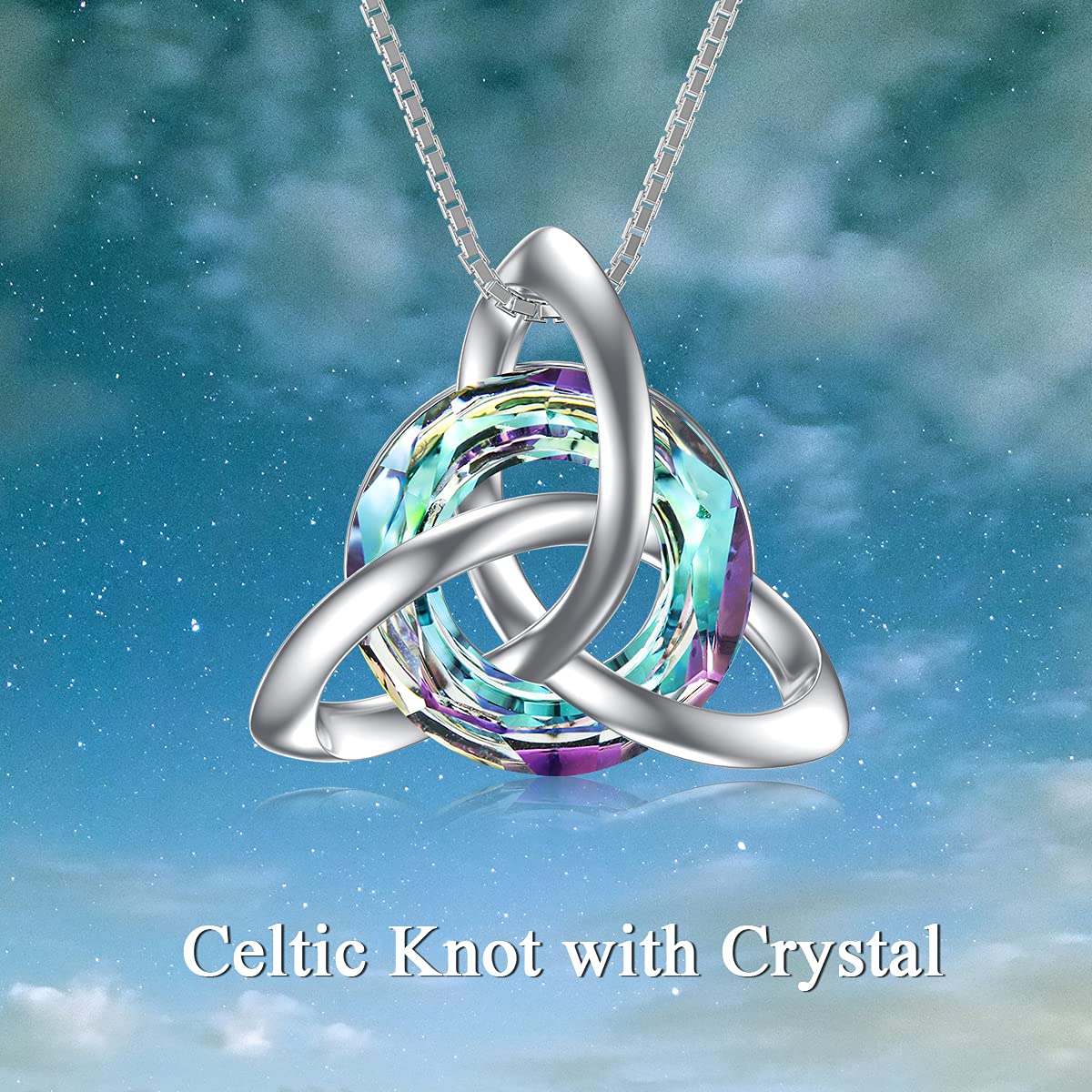 TOUPOP Collana celtica da donna, in argento Sterling S925, con nodo celtico, con cristallo celtico, regalo per l'Irlanda, regalo di compleanno per donne e ragazze