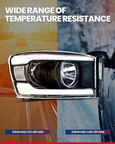 Miniatura 5 de KAX Conjunto de faros delanteros LED DRL para Ram 1500 2006 2007 2008, par de repuesto con luz de circulación diurna, carcasa negra, lente