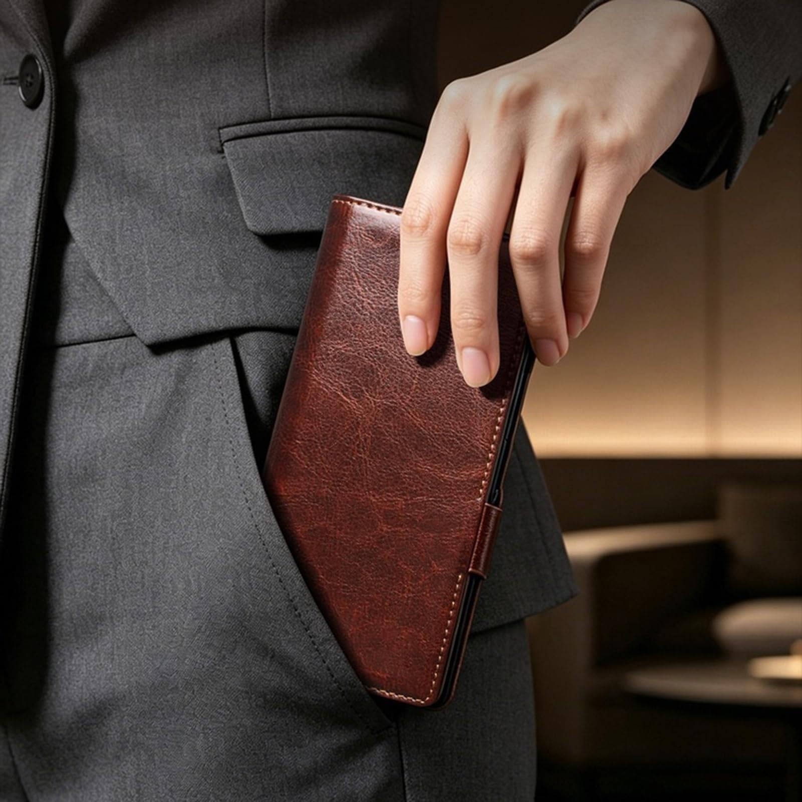 Custodia Per Samsung Galaxy Z Fold 8 Ultra, Anti-Impronta Pelle Vera Case
