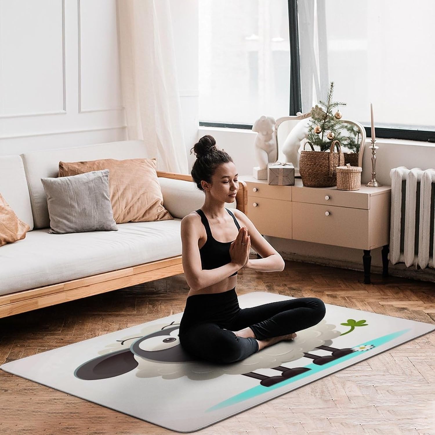 Sheep Carpet for Living Room,Washable Dining Room Non-Slip Under Table Rug 40“x60”Large Rugs Lndoor Home Decoration Stain Resistant Carpet for Bedroom