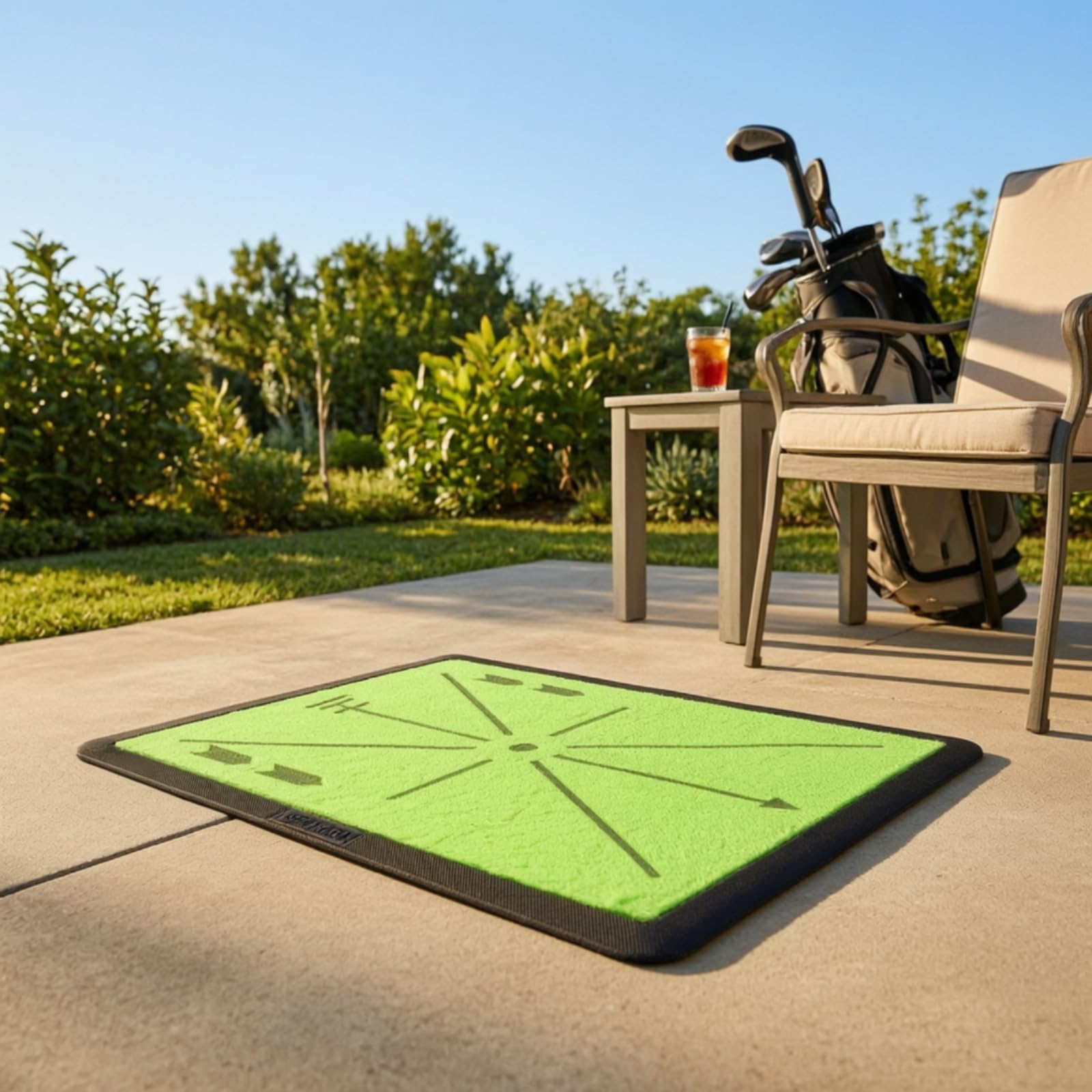 Tappetino da Golf Bicolore Attrezzatura, Tappetino In Velluto Verde Con Base Nera E Linee Di Traiettoria Nere