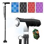 BeneCane Walking Cane for Women Folding Cane for Men with Two Led Lights Quad Cane with Stable Base Lightweight and Adjustable Walking Stick