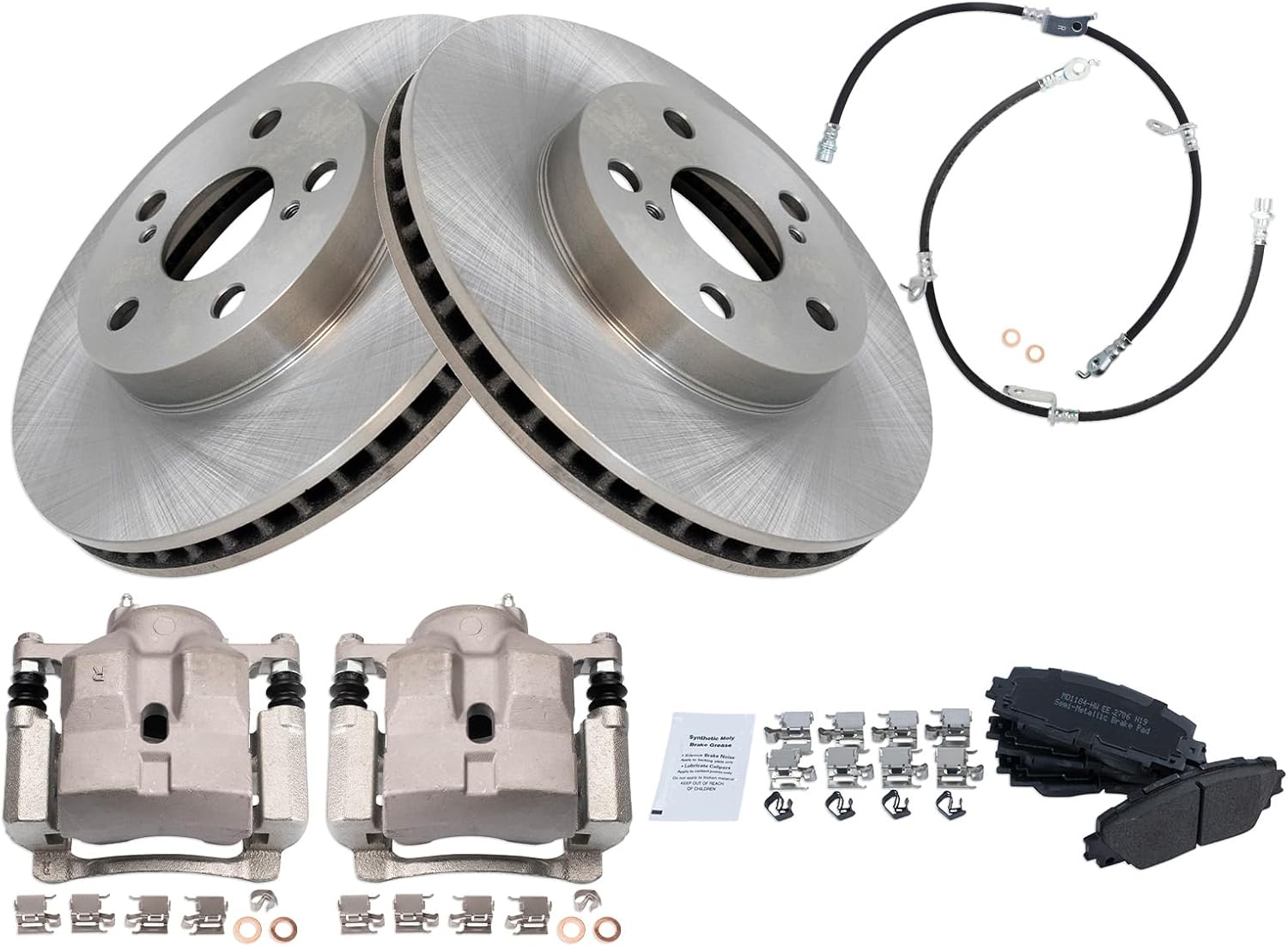 TRQ Front Brake Pad & Rotor Kit Semi-Metallic Compatible with 2011-2016 Lexus CT200h 2010-2015 Toyota Prius 2012-2015 Prius Plug-In