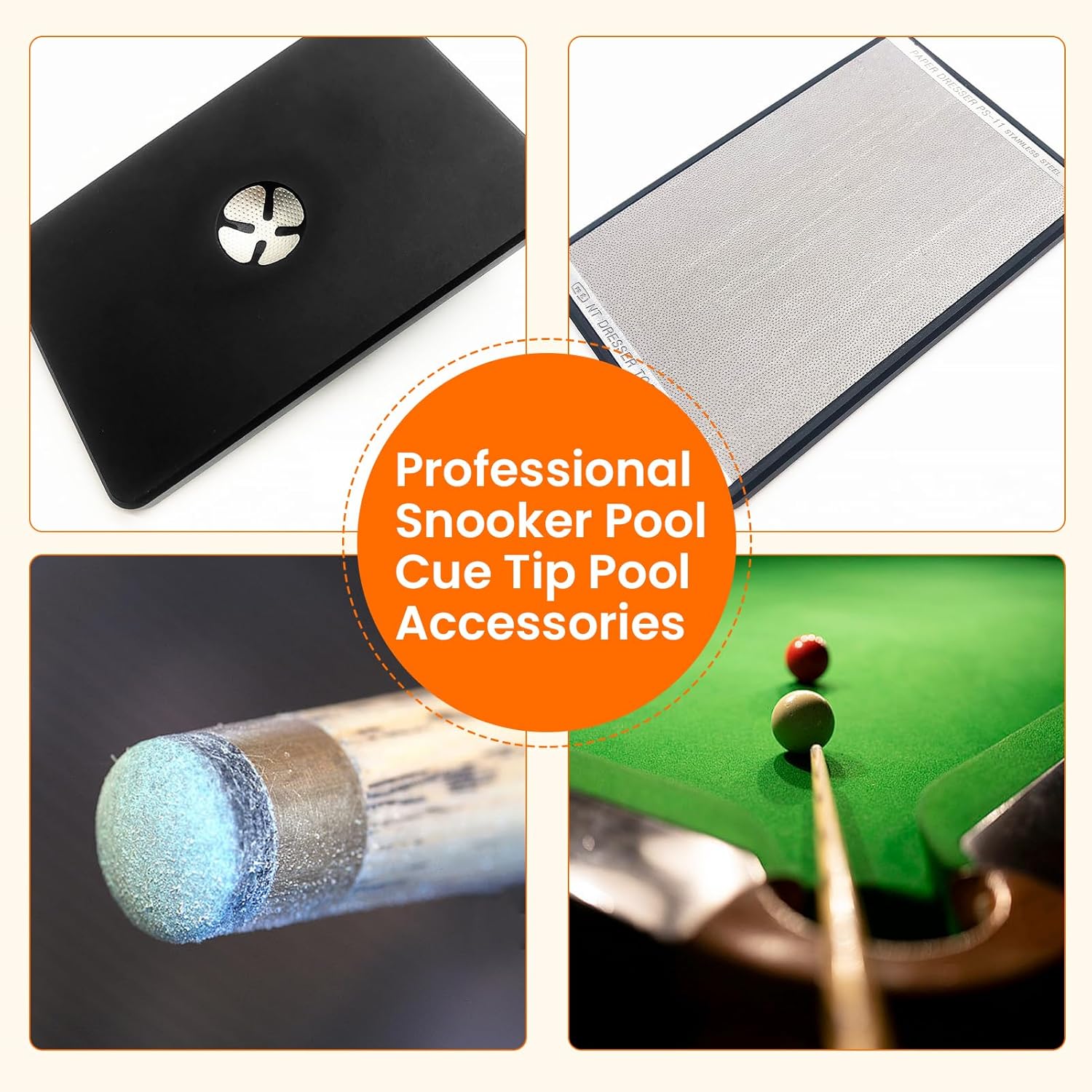 Changor Billiard Stick Tip Shaper, Snooker Pool Cue Tip Aluminum Made Steel Matte Pool Cue Tip Shaper Billiard Pool Cue Accessories Tool, 3.54 * 2.24 * 0.20 inch