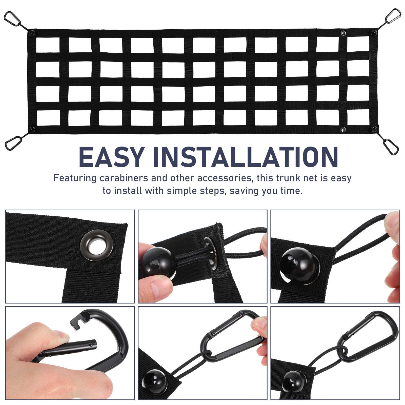 Ladungsnetz für Pickup Truck aus Polyester mit Karabiner Multifunktionales Kofferraumnetz für Möbel und Kajaks Einfache Montage für LKW und Anhänger