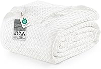 Utopia Bedding Queen White 100% Cotton Waffle Blanket 300 GSM - Soft Lightweight Breathable All-Season 90x90 Inch
