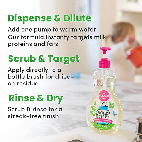 Miniatura 56 de Repuesto para líquido para lavar platos y botellas de bebé Dapple, sin fragancia, 34 onzas líquidas, DP-035B, 2