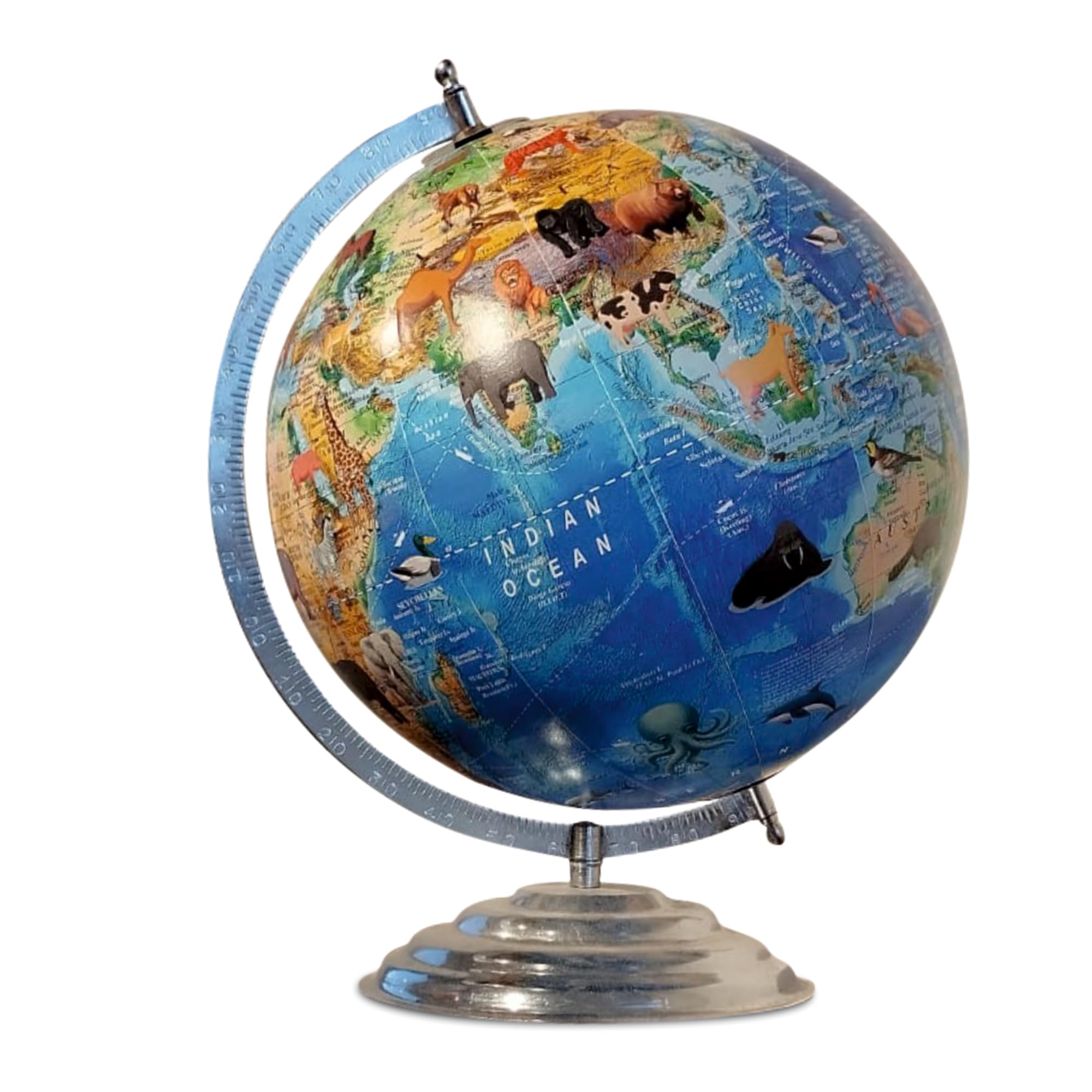 GLOBE DADDY Rotating 12 Inch Physical Animal World Globe with Metal Arc and Stand for Show pieces for Home Décor, Office Decor and Decorations items,Study Table decor Items, Birthday, Party Gifts and Aniversary. 1