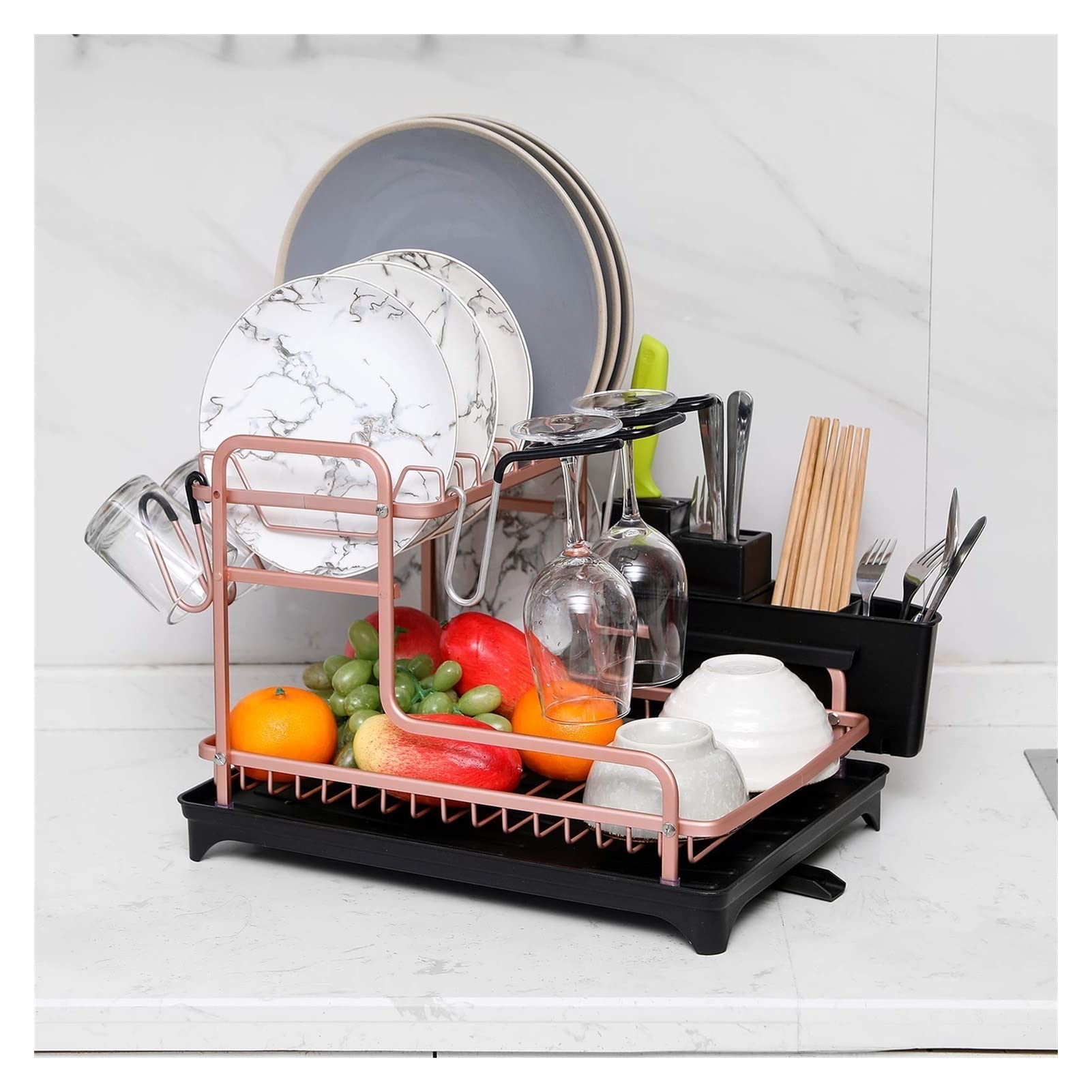 UNNS Geschirrständer Küchenaufbewahrungsregal Teller Trocknung Rack Küchenregal Organizer über Waschbecken Utensilien Halter Schüssel Schüssel ablassen Regal Abtropfgestell (Color : A)