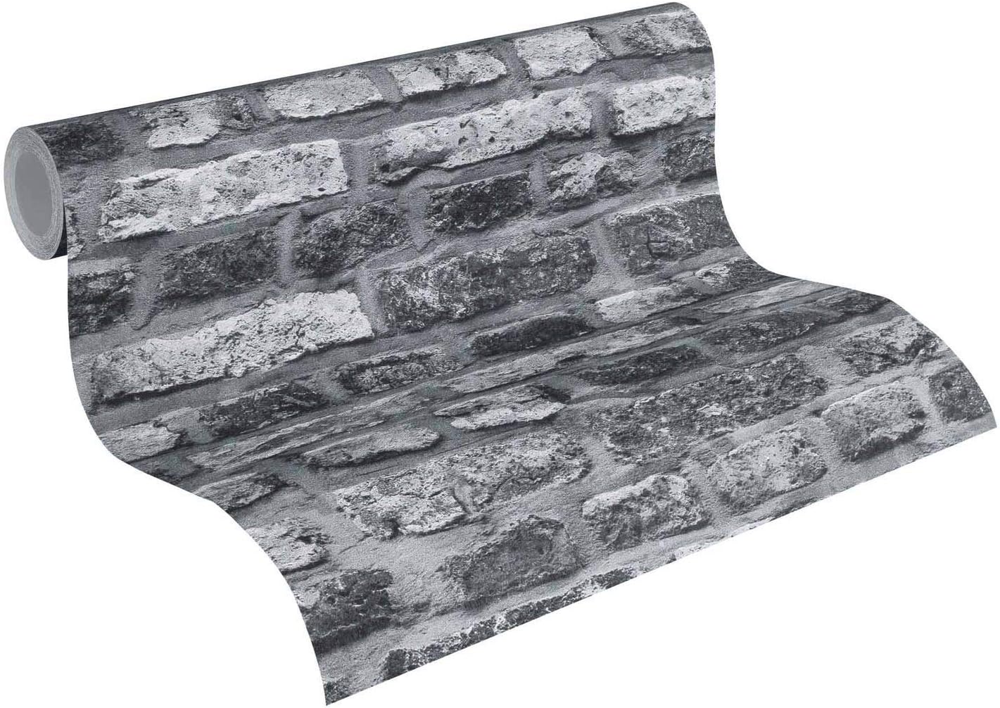 A.S. Création Brick Wallpaper Elements Non-Woven 10.05 m x 0.53 m Grey Black Made in Germany 362812 36281-2