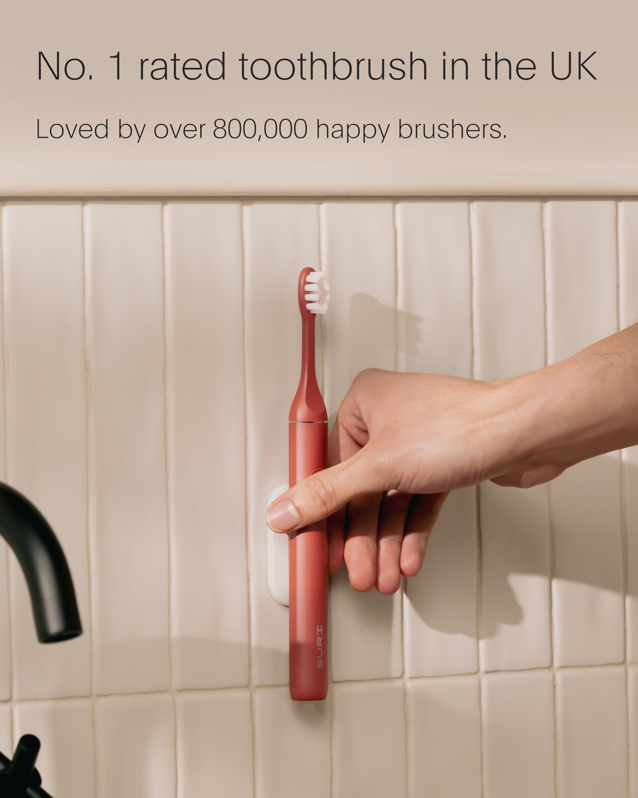 SURI Spazzolino elettrico sonico 2.0 con sensore di pressione | Batteria da 1 mese in su | Valutazione numero 1 del Regno Unito | Spazzolino elettrico per adulti | Spazzolini da denti sonici | Rosso