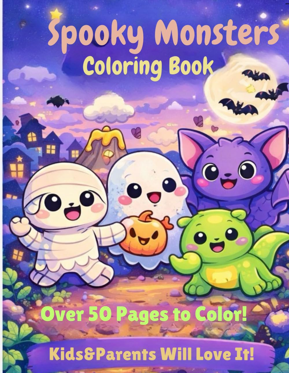 Spooky Monsters Coloring Book Kawaii Style: Fun and Inspirational for Kids Colorful and Creative