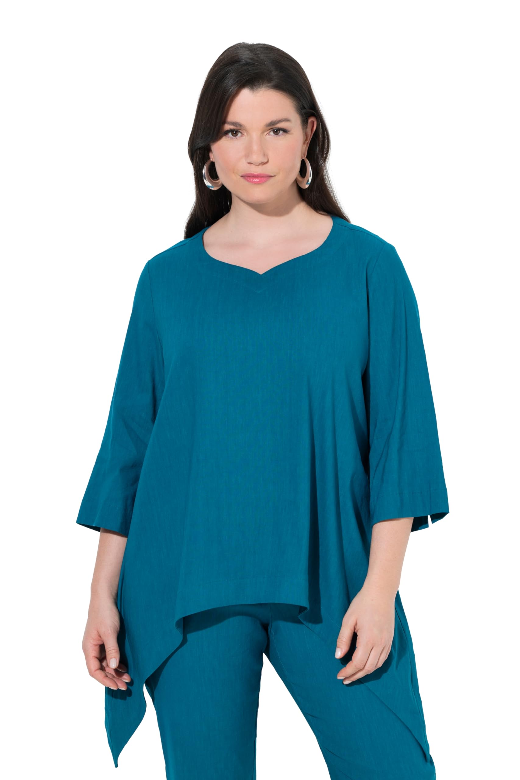 Ulla Popken Damen große Größen Übergrößen Plus Size Leinenmix-Bluse 849623
