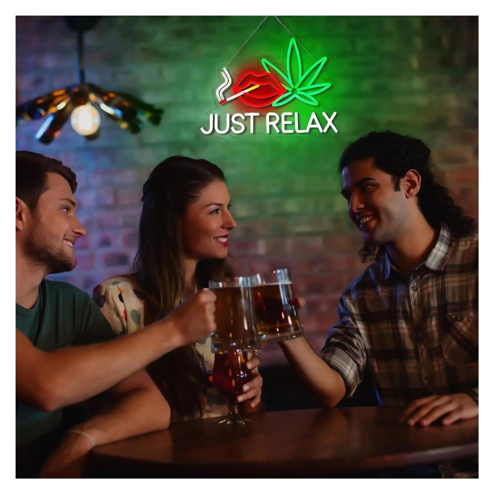 Decoración Lámparas Letrero De Neón Just Relax Con Luz Regulable USB En Forma De Hoja Para Dormitorio Bar Sala De Juegos Hotel Fiesta De Cumpleaños O Restaurante 38cmx28.3cm