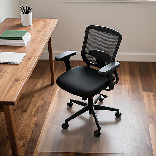Tapete para silla de oficina para suelos de madera dura, 48 x 36 pulgadas, PVC transparente grande, protector de escritorio grueso y antideslizante