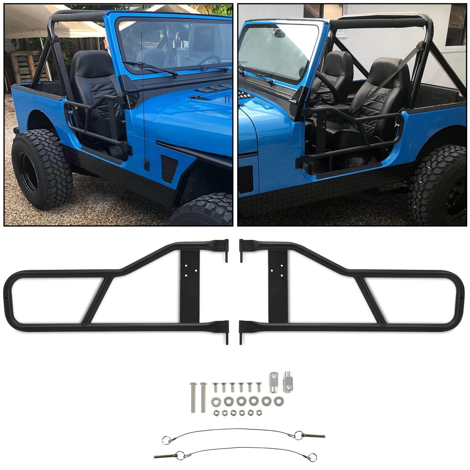 KUAFU Tubular Door Compatible with 1987-2006 Jeep Wrangler TJ YJ Tube Doors 2Pcs Off-Road Style Black Steel Driver & Passenger SideRecycled Claim Standard 100