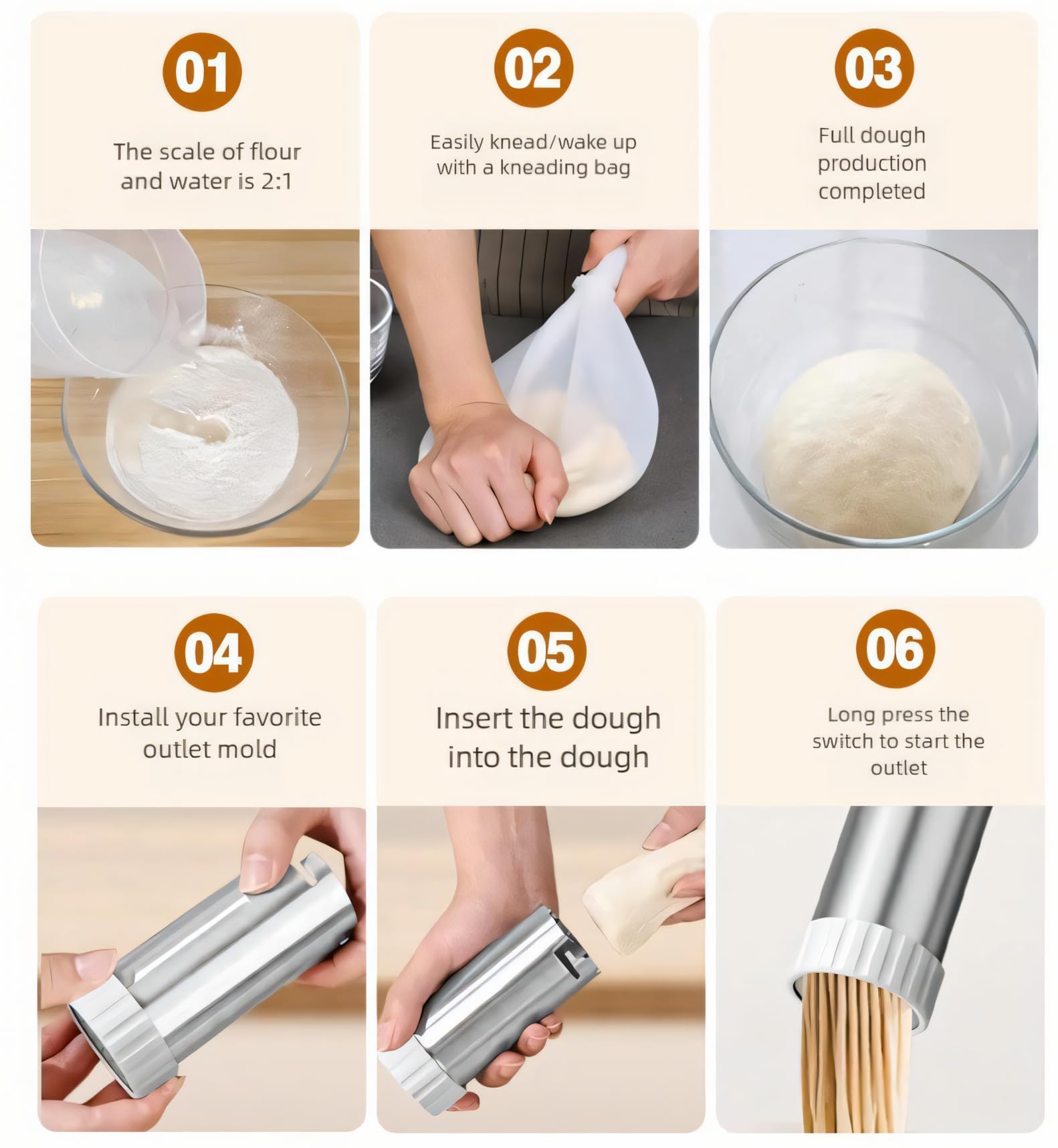 Macchina per Pasta Elettrica Automatica con 5 Trafile Intercambiabili, Facile da Montare e Pulire, Perfetta per Spaghetti, Lasagne, Ravioli e Altre Ricette