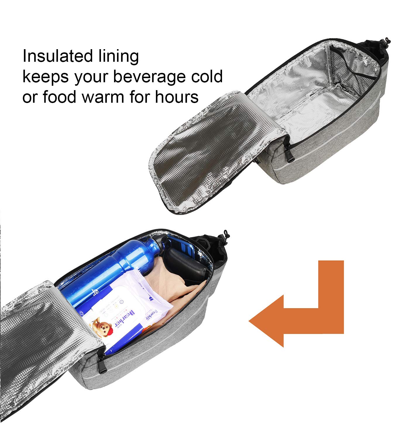 Homa Bike Rear Rack Bag with Tail Light Design, 10L Bicycle Rear Rack Bag Insulated Storage, Bicycle Seat Multifunctional Insulated Trunk Cooler Bag, 14.96 * 6.1 * 6.3 inch?Gray?