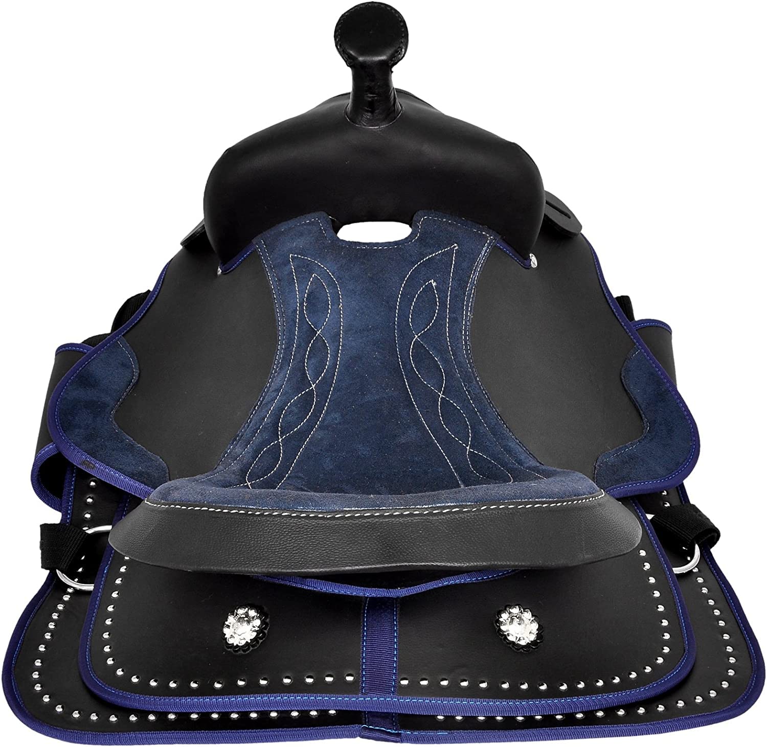 Western Horse Saddle Synthetic Pleasure Trail Barrel Racing Tack Set Nero 25,4 cm a 45,7 cm Seat 015