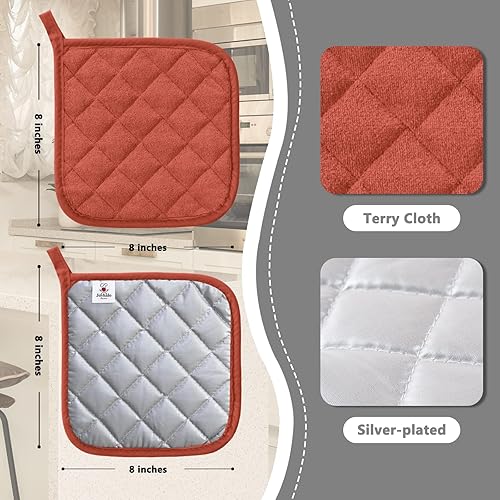 Miniatura 117 de Agarraderas de algodón, lavables a máquina, resistentes al calor, salvamanteles, para cocinar y hornear Gris Oscuro