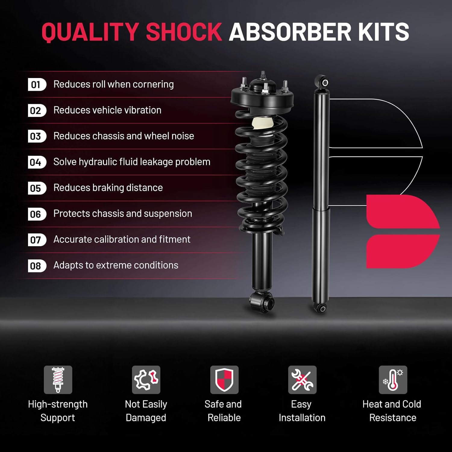 BDFHYK 2PCS Front and 2PCS Rear Shock Absorbers kit Compatible with Ford 2009-2013 F-150 Replacement Struts Shocks Assembly for 171141 4349108