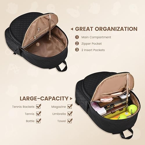 Miniatura 4 de Sucipi Bolsas de tenis para mujer, mochila acolchada para raqueta de tenis, palas de pickleball, bádminton