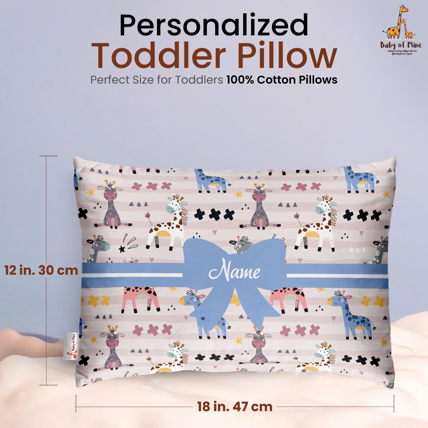 Baby of Mine Personalized Pillow for Kids – Custom Name, Super Soft Cotton Kids Cushion for 5 Years Old Kids, Adorable Prints - Image 2 thumbnail