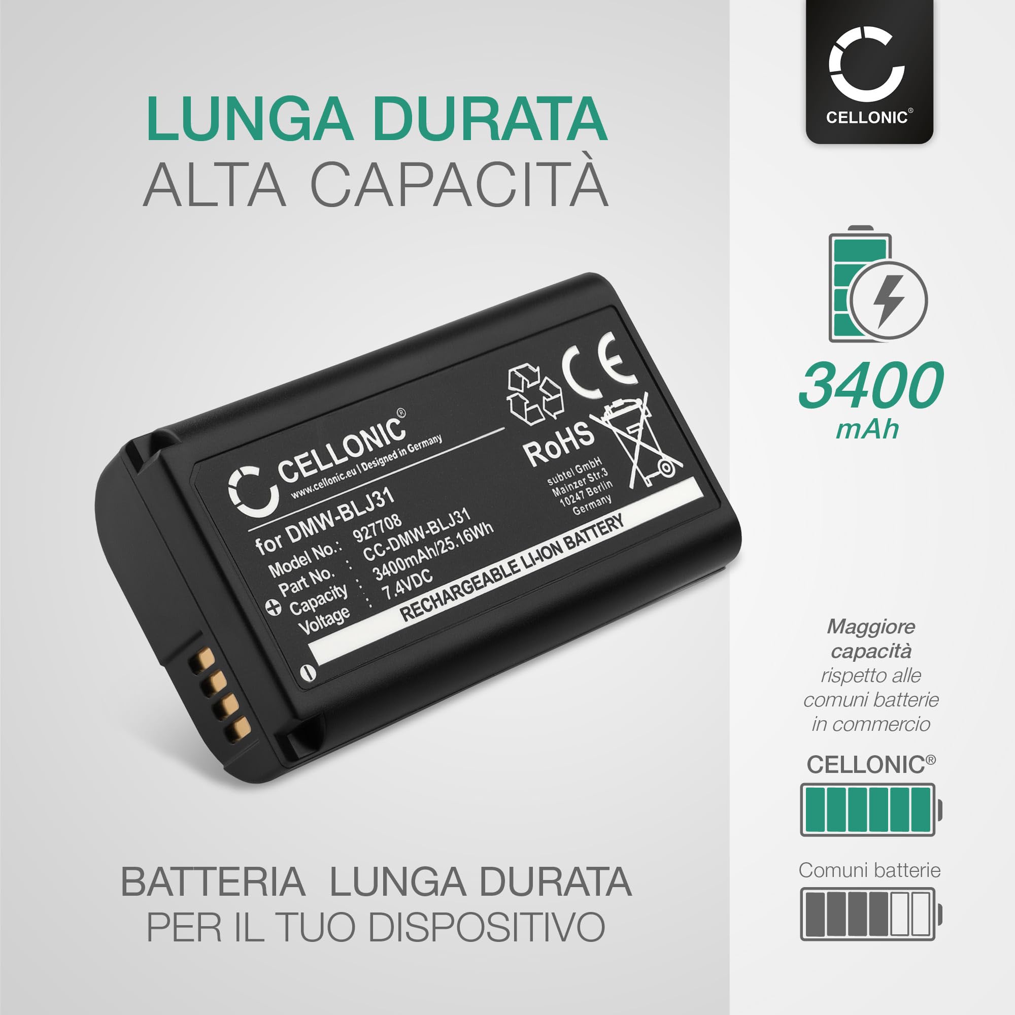 CELLONIC 1x Batteria compatibile con Panasonic DMW-BLJ31, Lumix DC-S1