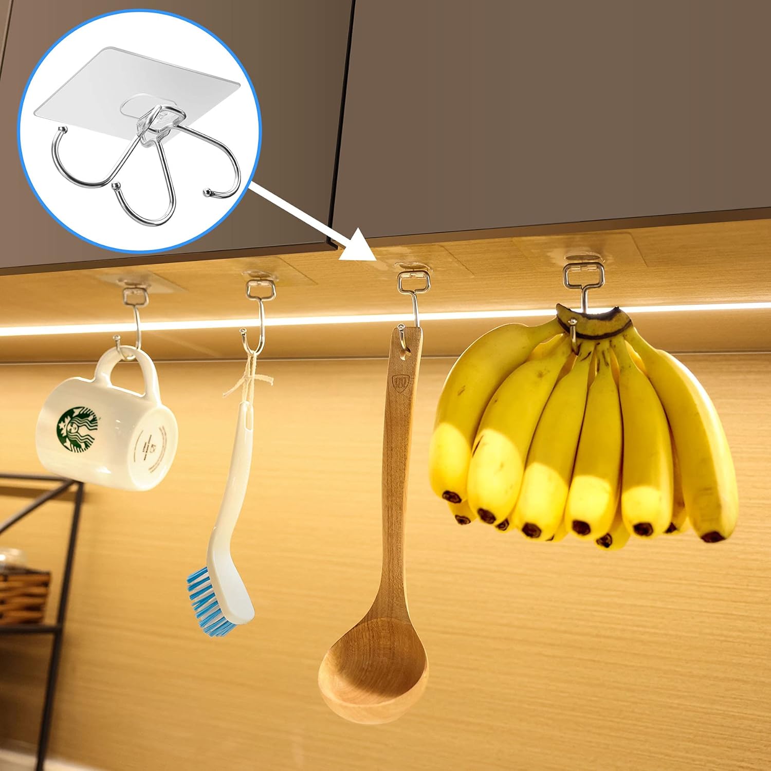 Antimbee 10-Pack All-Purpose Large Adhesive Hooks, Heavy Duty Hold 37 lb(Max) Wall Hooks for Hanging, Large Waterproof Stick on Hooks for Organization : Home & Kitchen