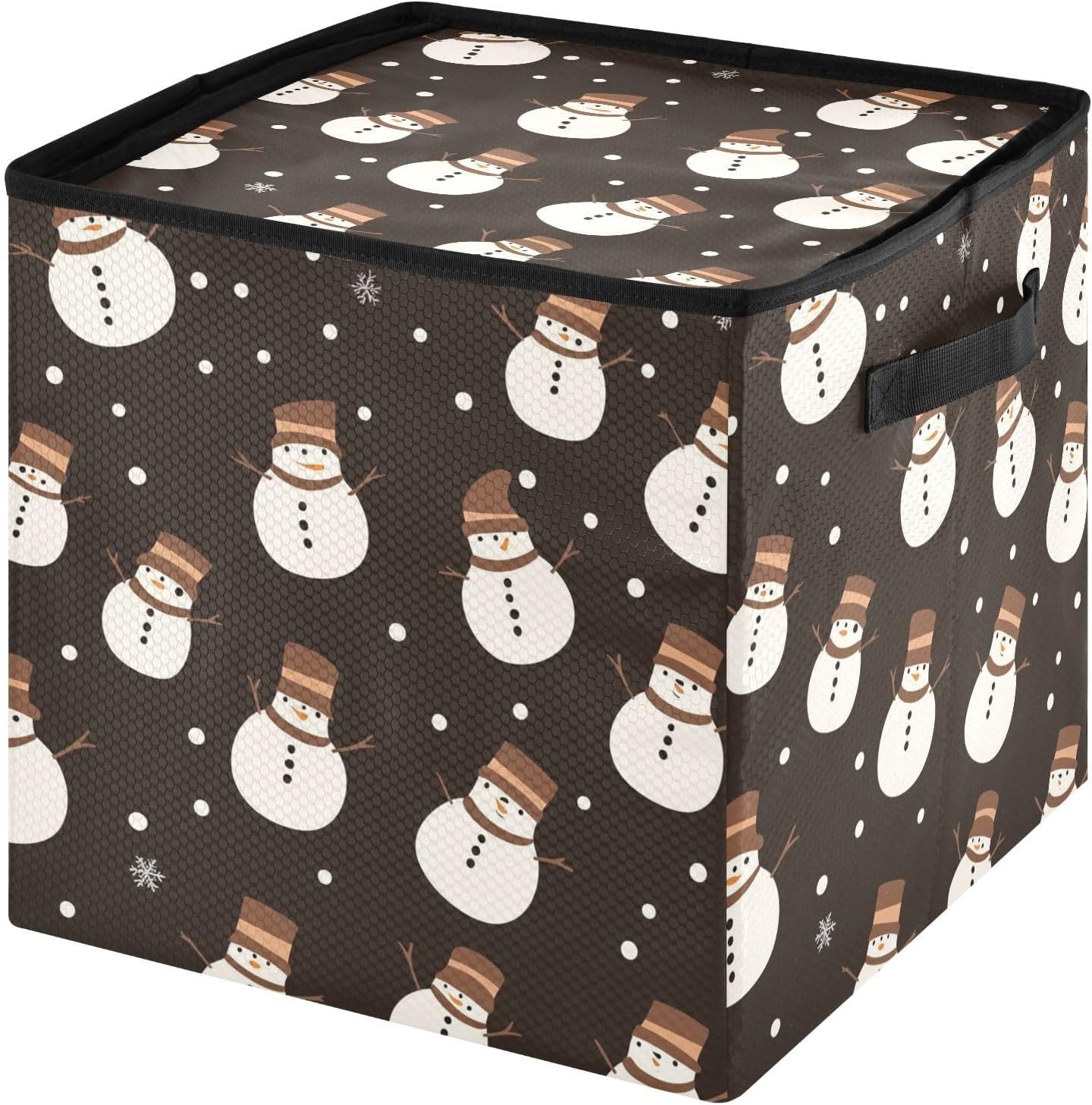 High Capacity Christmas ornament storage containers Holds Up to 64, Zippered Top handy Holiday Storage Case with Lid,Snowmen Cute Cartoon Black