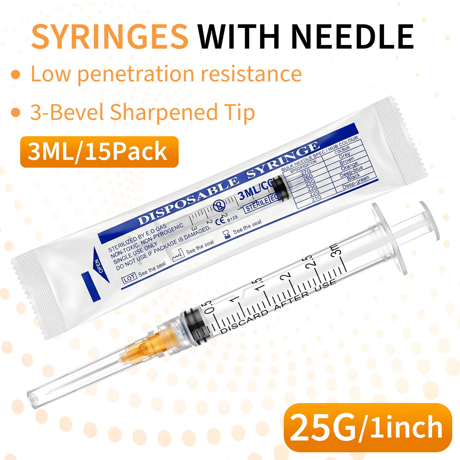 15 Pack 3ml/cc 25G × 1"(25mm) Lab Tools, Luer Lock, School Laboratory — Amazon image 6