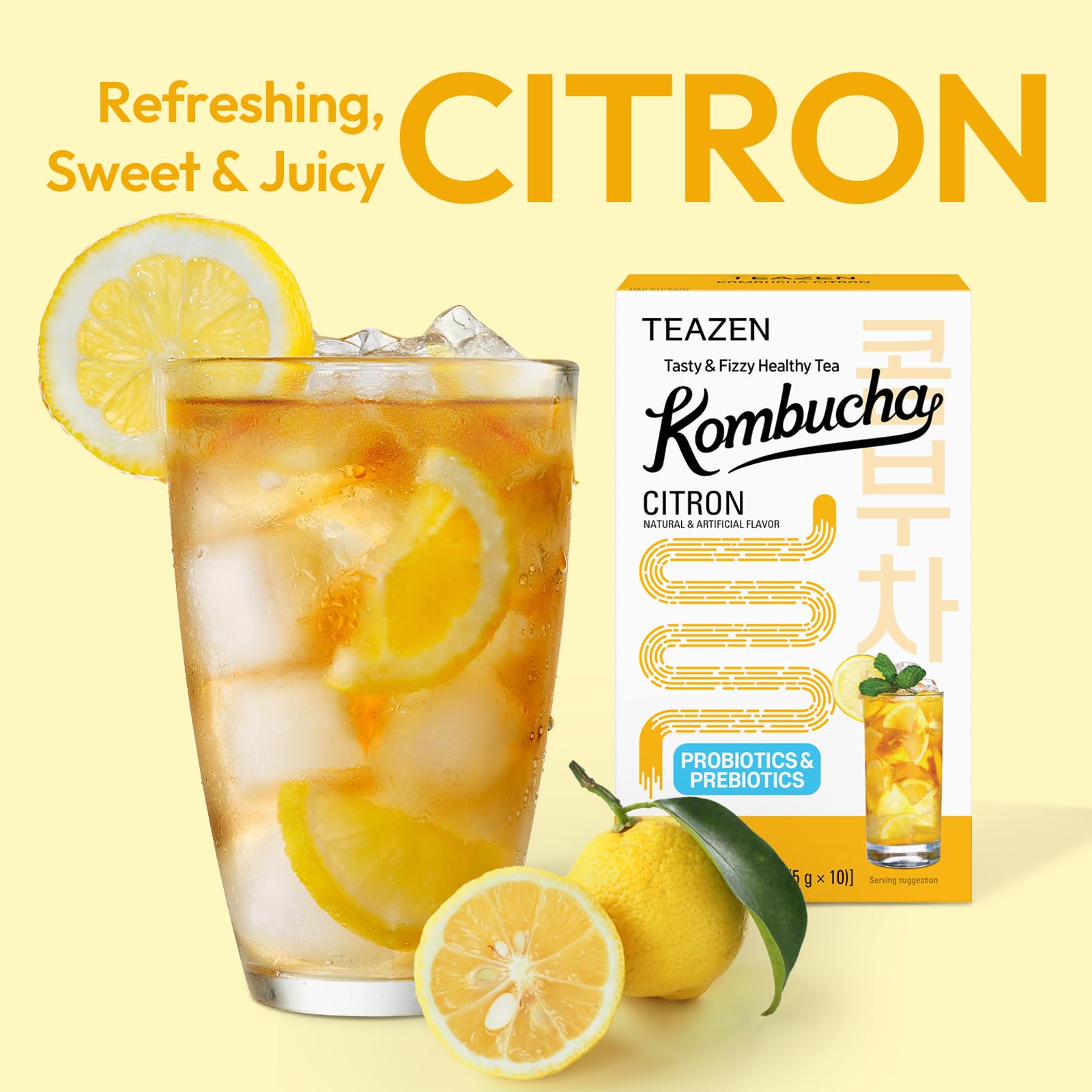 Amazon.com: TEAZEN Citron Kombucha Tea, Hydration Drink Mix, Sugar