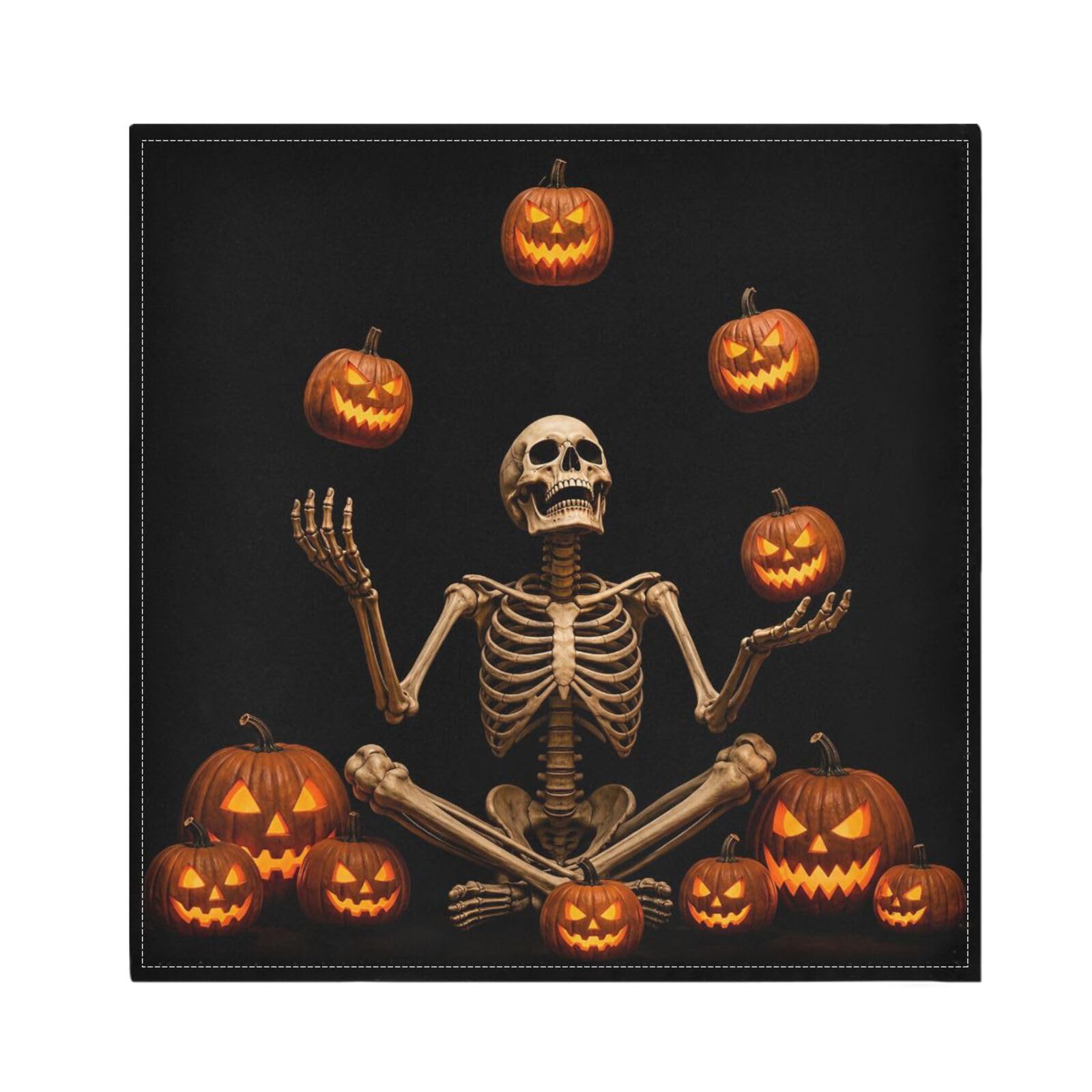 Ttgoth Halloween Skulls Cloth Napkin Set of 4 Washable & Reusable Dinner Napkins for Dining Table, Banquets, Wedding, Party, 50x50 cm
