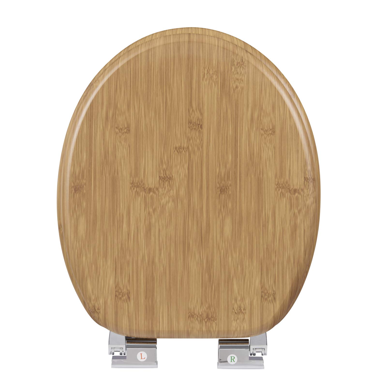 eSituro Asiento de Inodoro, Tapa de Inodoro de Cierre Suave, Bisagras Ajustables, Tapa WC de MDF con Chapa de Madera, con Almohadillas Antideslizantes