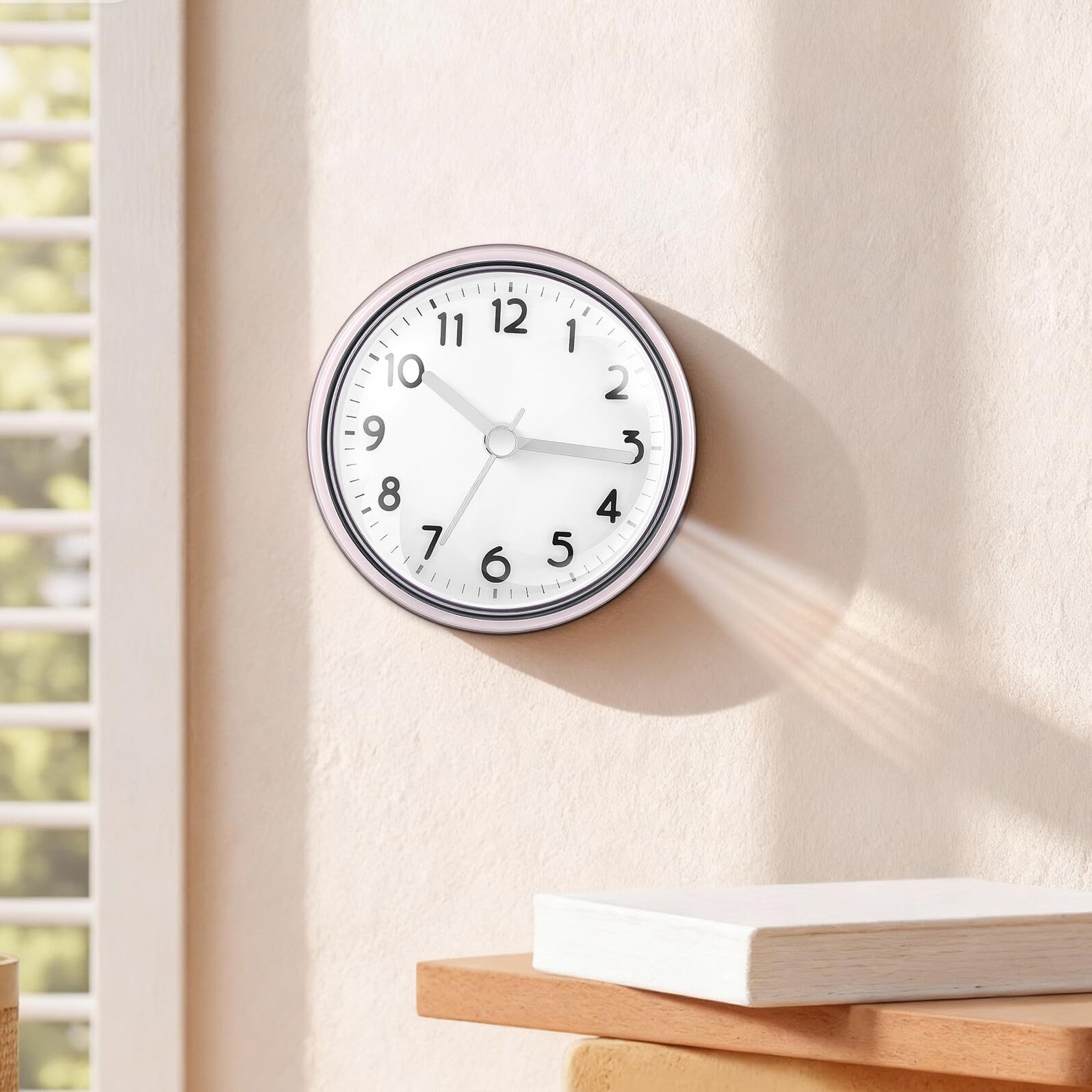 Zerodeko Reloj Mini de Pared Ventosa Resistente al Agua para Baño y Sala de Estar Diseño Funcional