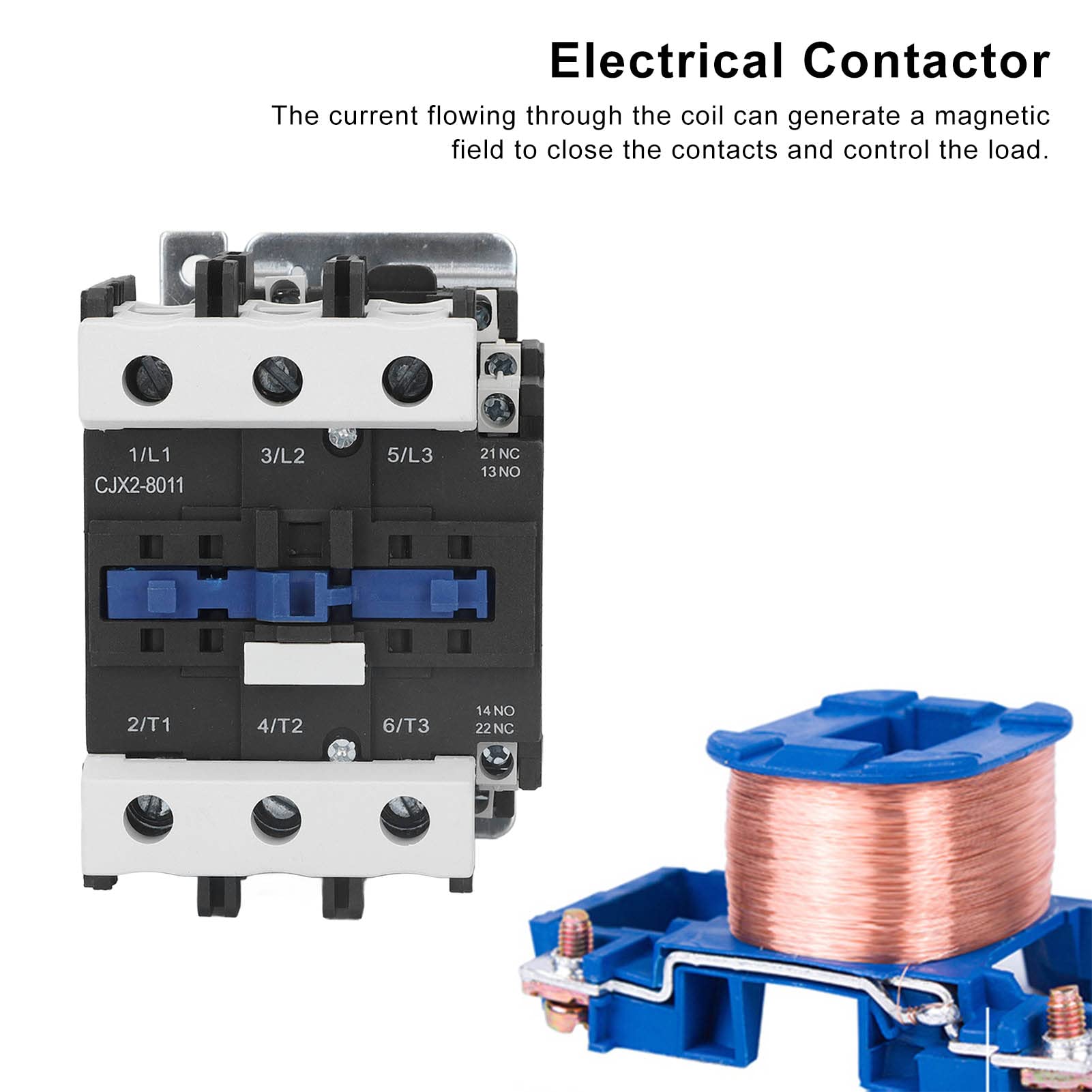 Contacteur Ca 80A 3 Pôles CJX2-8011 en Alliage Contacteur de Puissance Haute Sensibilité Contacteur de Bobine Ca 220V pour Alimentation