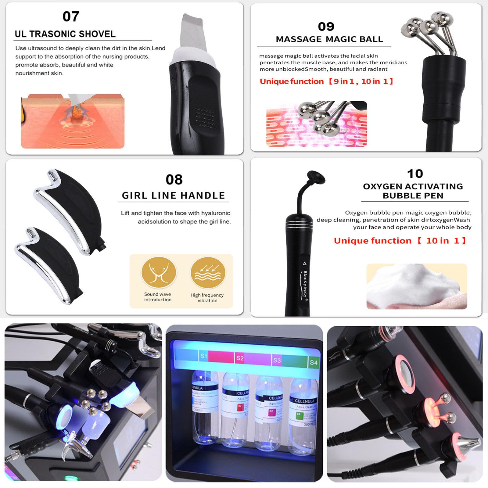 Professionelles 10-in-1 Hydro-Dermabrasionsgerät für die Gesichtsbehandlung: Tiefenreinigung, Hautverjüngung & Aqua-Peeling – Schönheitsausstattung für Zuhause, Spa und Kosmetikstudio