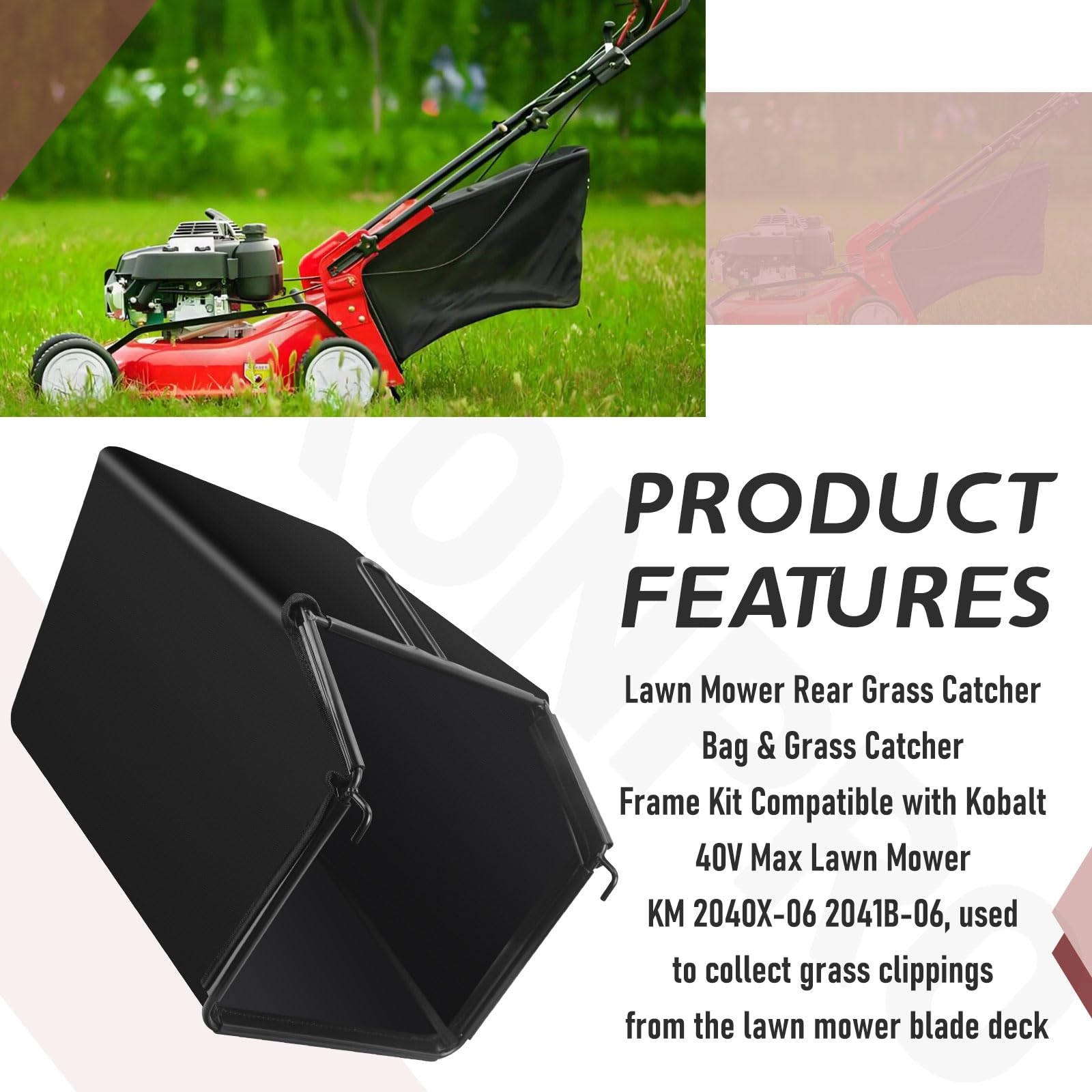 Borsa raccoglierba posteriore per tosaerba con kit telaio per tosaerba Kobalt 40 V KM 2040X-06 2041B-06 Max